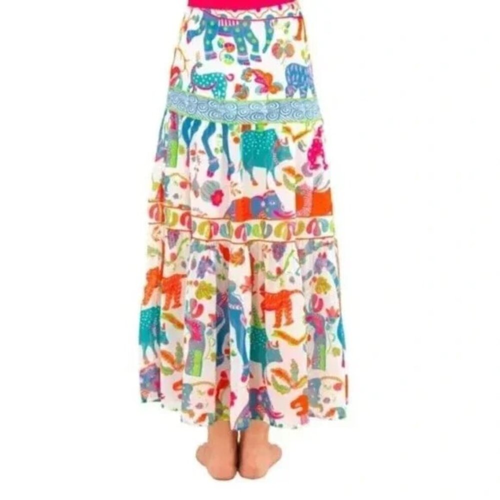 Gretchen Scott Ipanema Animal Kingdom Tiered Maxi Skirt Womens Extra Small NEW - Picture 3 of 11